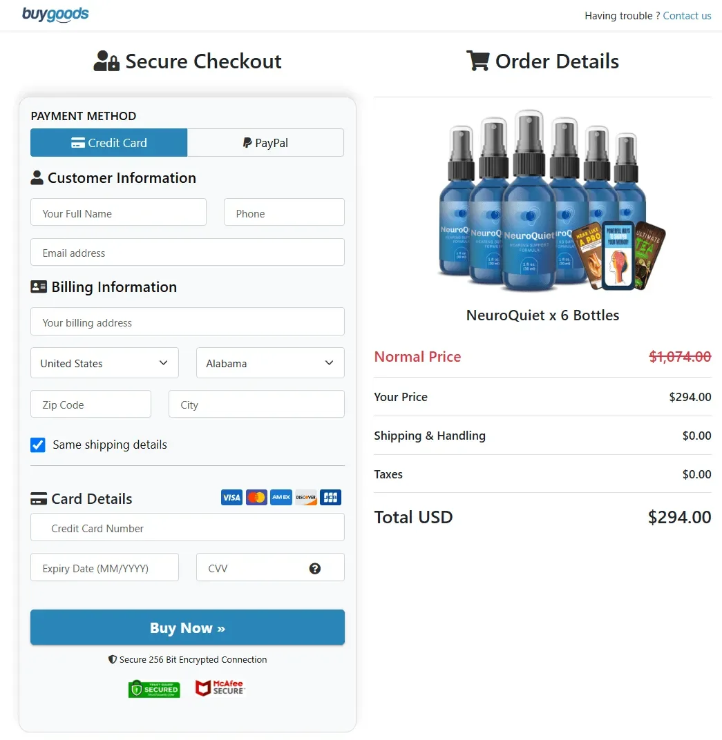 neuroquiet farmula pricing